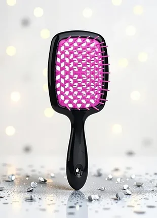 Гребінець для волосся продувний janeke small superbrush чорно-рожевий