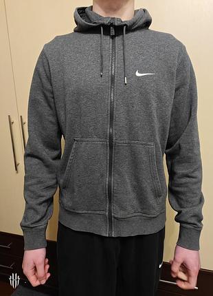 Толстовка nike sportswear club fleece full-zip hoodie (оригінал), сіра