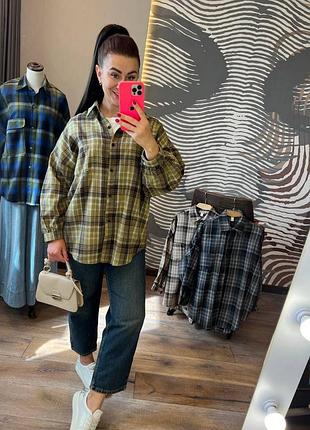 Фланелевая оверсайз рубашка в клетку