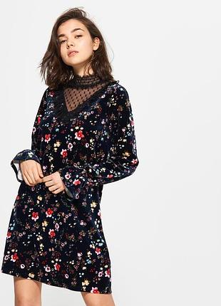 Бархатное платье с цветочками бархат велюр