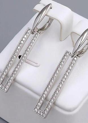 Серьги женские хром ювелирный сплав. роди. камни: белый циркон 410