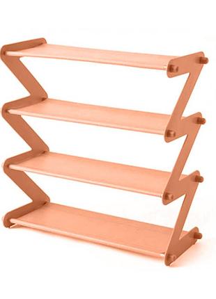 Полка для обуви органайзер компактная стойка складная shoe rack yh 8802 4 полки. цвет: оранжевый