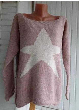 Італійський вовняний альпака светр джемпер великого розміру батал