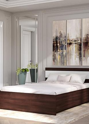 Кровать двуспальная эверест соната-1400 140х200 см венге темный/белый (dtm-2091)