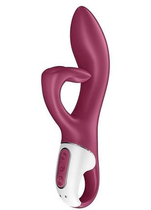 Вібратор-кролик із потрійним відростком satisfyer embrace me berry, 2 мотори, діаметр 3,6 см