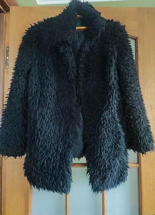 Шубка черная лама тедди искусственный мех