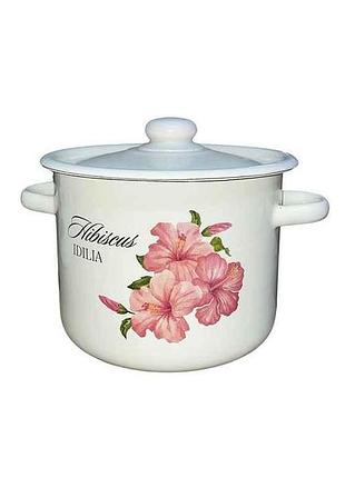 Каструля ем. 3л /2 цилиндрическая гибискус идиллия (молочная) i1612/2 тм idilia