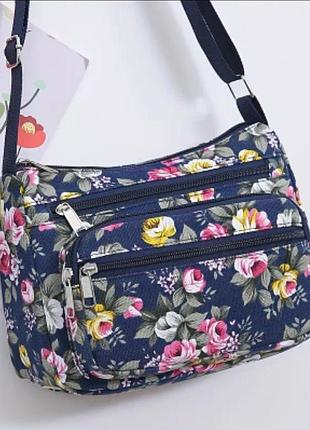 Женские сумки на плечо с цветочным принтом/ маленькая дорожная сумка через плечо. синий