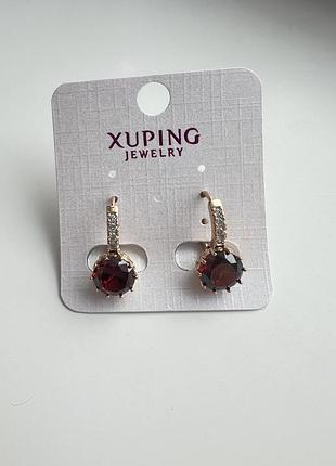 Сережки з червоним фіанітом