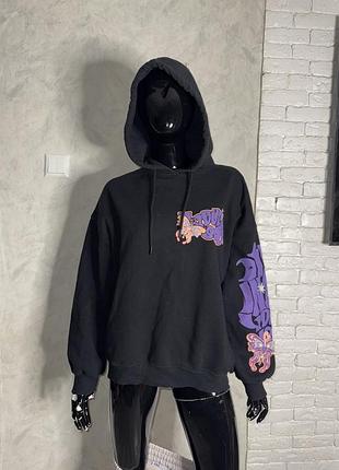 Кофта з капюшоном худі з принтом на спині bershka