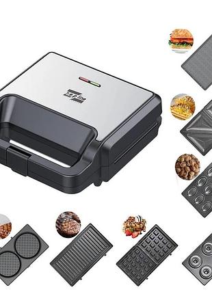 Вафельниця 7в1 2200 вт zepline zp-811 мультимейкер зі знімними пластинами