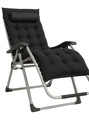 Розкладне крісло шезлонг leobro zero gravity premium plus чорне (lb-zgc-e1-blk)