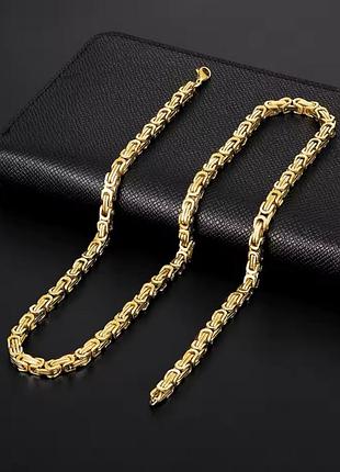 Мужская цепочка из нержавеющей стали позолота 18к 660