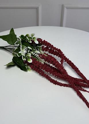 Ветка амаранта искусственная 5шт/уп. цвет: красный