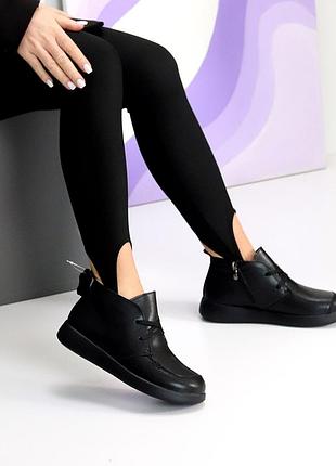 Черевики жіночі шкіра чорні 26211