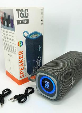 Портативна колонка bluetooth tg654 8w з підсвічуванням, бездротова колонка портативна потужна. колір: сірий