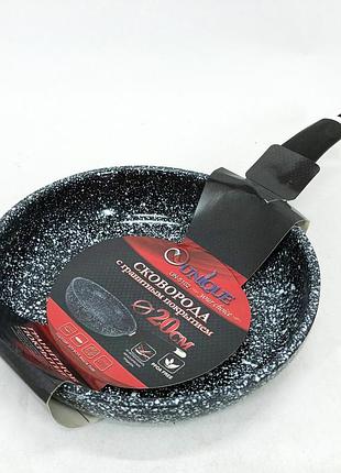 Сковорода unique un-5102 20 см без кришки, світлий граніт. антипригарна з бакелітовою ручкою