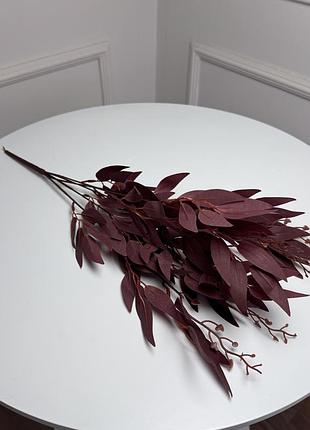 Рускус букет искусственный, в-55 см 5шт/уп. цвет: бордовый