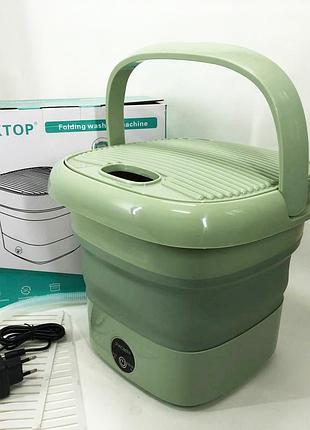 Складна пральна машина maxtop silicon washing machine, портативна пралка відро. колір: зелений