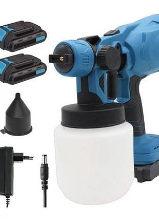 Краскопульт аккумуляторный krafftec 48v/2ah, 600 w, 800 мл, краскораспылитель портативный, 2 аккумулятора