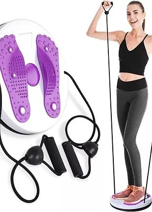 Тренажер диск здоровья для похудения напольный с эспандерами и массажем ступней