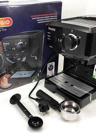 Кофеварка рожковая эспрессо magio mg-962 1140 вт, кофемашина латте, кофеварка автоматическая
