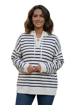 Щільний котоновий светр джемпер-поло великого розміру батал