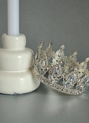 Серебряная металлическая мини корона для торта 1 шт