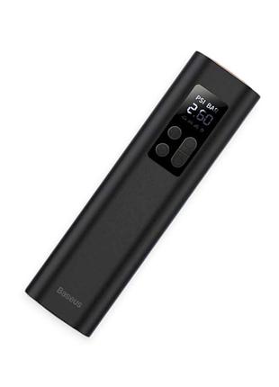 Компрессор mini baseus 10атм/30л/0.18м шланг/прикур/насадки/фонарь/led дисплей 2