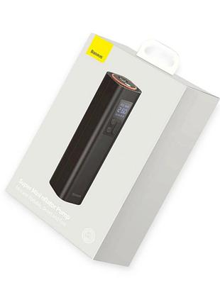Компрессор mini baseus 10атм/30л/0.18м шланг/прикур/насадки/фонарь/led дисплей 3