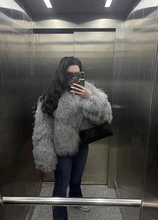 Шуба/полулшубок/шубка натуральна лама,xs-m,сіра