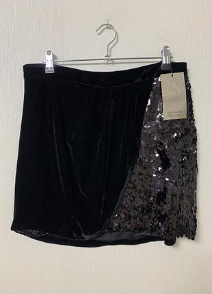 Zara бархатная юбка с пайетками