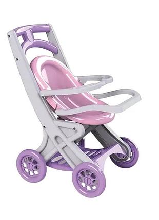 Коляска для кукол с шезлонгом doloni toys 0122/04 серо-розовая