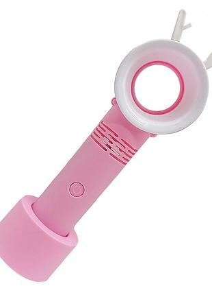 Вентилятор ручний портативний 301ab, з підставкою рожевий