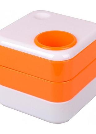 Стакан для ручек 568 пластиковый 10х10х9 см оранжевый