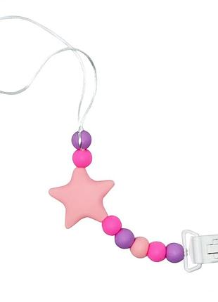 Цепочка для пустышки "звезда" mgz-0512(pink) силиконовая