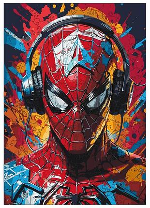 Фигурный пазл из дерева "человек-паук" pz013-a4c-ac размер а4, картонная коробка