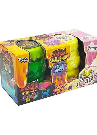 Вязкая масса 2 в 1 "mega stretch slime" и "fluffy slime" fls-03-01u желтый-зеленый