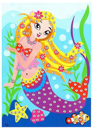 Детская мозаика по номерам "русалочка" 13-126-4 разноцветные камушки
