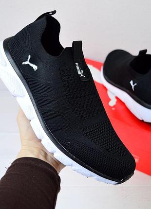 🔥👟кросівки чоловічі ❄️ puma black white мокасини