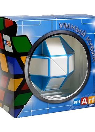 Змейка рубика smart cube бело-голубая sct401 в коробке