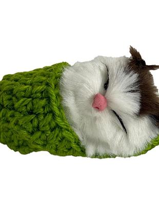 Дитячий антистрес "котик спить у в'язаній тапочці" mm418(green)