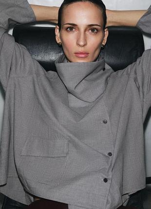 Рубашка оверсайз в клетку с карманом zw collection