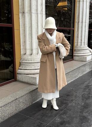 Пальто вовняне колір кемел теплий беж