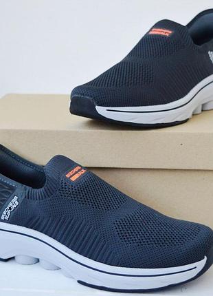 🔥👟кроссовки мужские ❄️ sketchers go walk gray orange мокасини