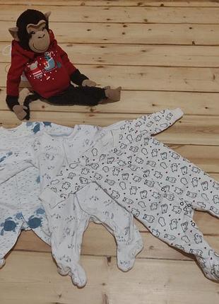 Набор человечков 3 шт (1-3 мес, 62 см). mothercare, bembi. хлопок