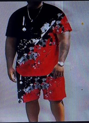 Ого-го какой размерчик спортивный костюм с шортами и футболкой большой размер, лёгкий комплект  батал 6xl