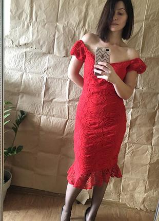 Плаття новий рік корпоратив стильне міді червоне гепюр