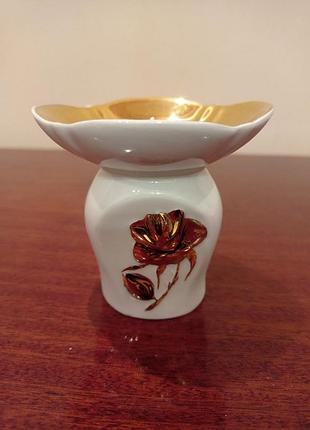Подсвечник коростенский фарфор золота роза
