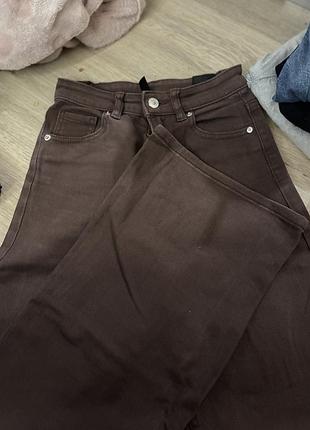 Коричневі шоколадні трендові джинси клешні палацo wide leg